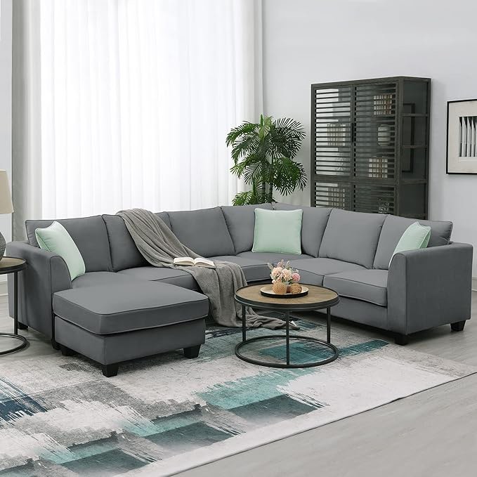 Merax Modern Large U-Shape Sectional Sofa *incomplete, box a and d only* * 2 boxes total* *similar to stock photo*