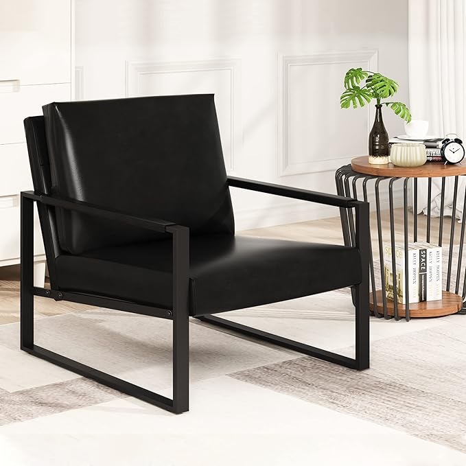 faux leather upholstered accent armchair 