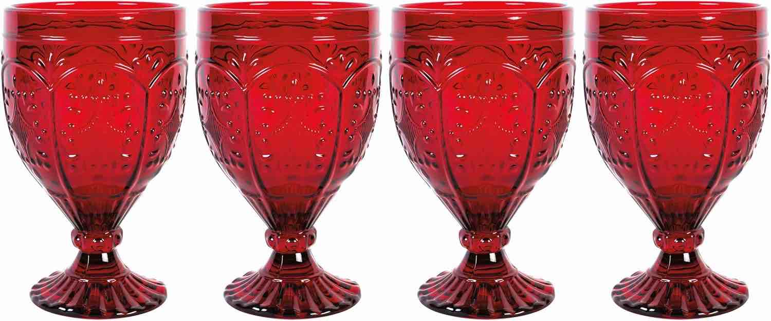 Fitz and Floyd Trestle Glassware Ornate Goblets, 4 Count