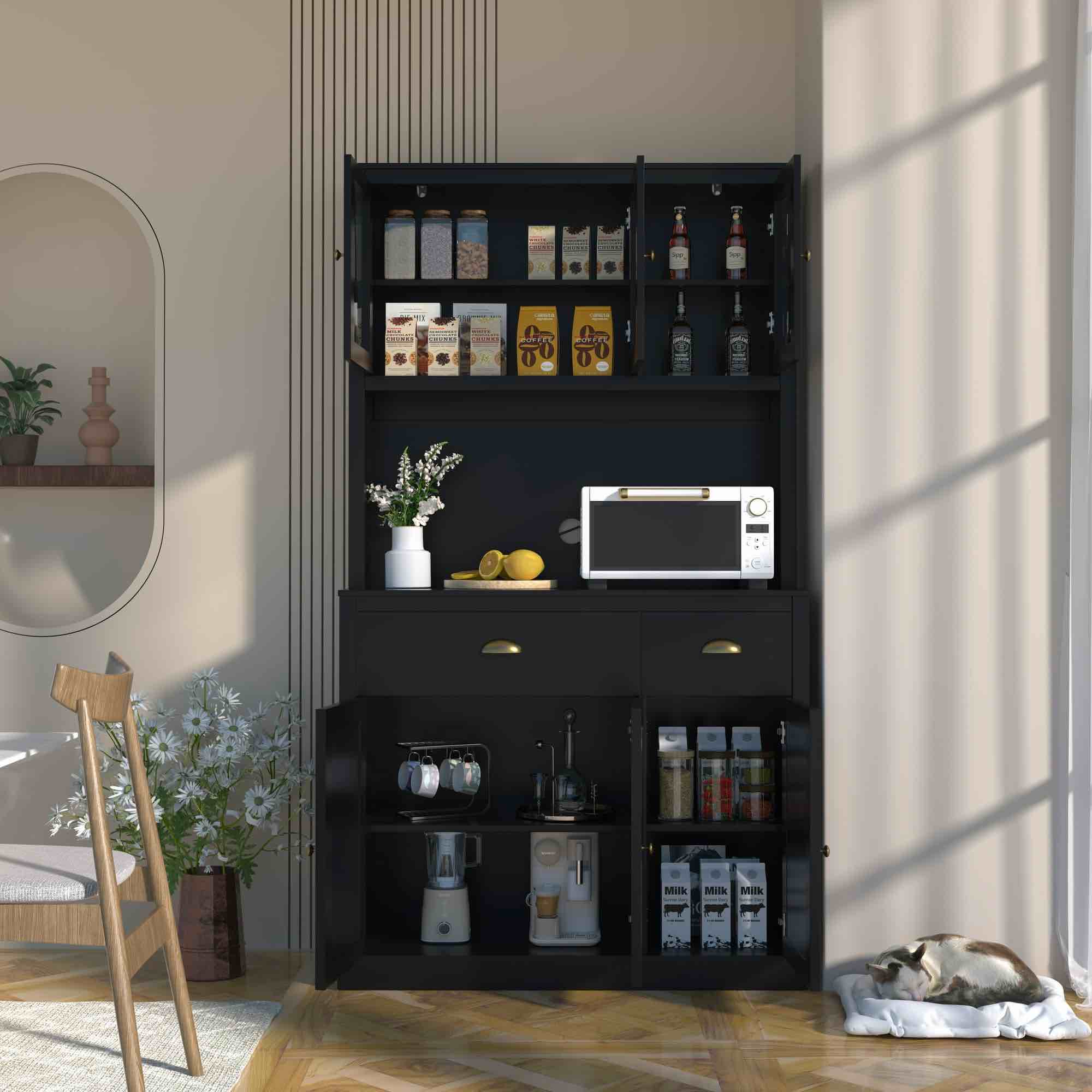 Black storage cabinet with hutch USAN1053897 (incomplete box A only) (similar to stock photo)
