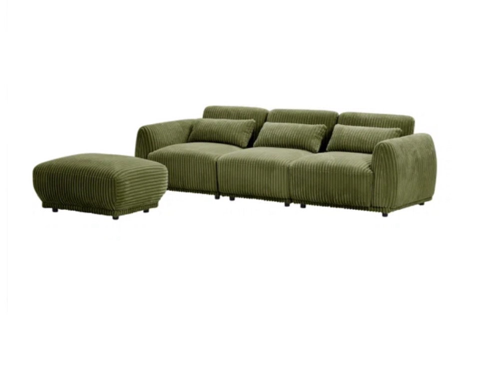 Green modular sectional Piece Upholstered Sectional (incomplete ottoman only)