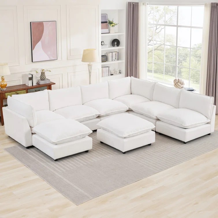138.29” W Oversized 8-Seater Composable Modular Sofa *incomplete, armless chair only* 