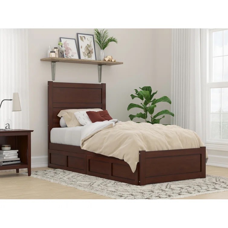 Walnut Ney Solid Wood Platform Storage Bed twin  *incomplete*