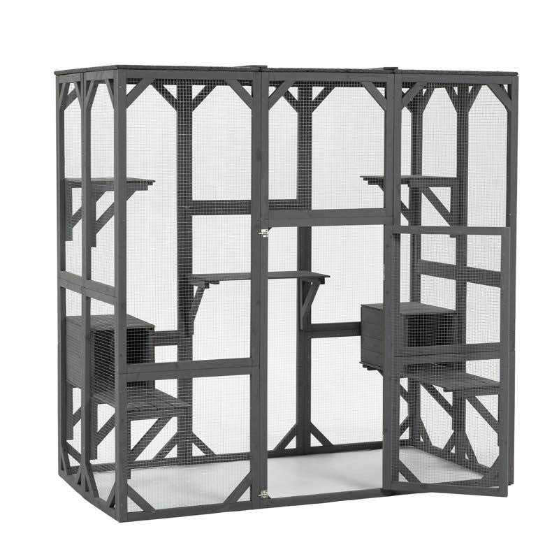 Davorin Extra Large Outdoor Cat Enclosure Indoor/Outdoor Playpen Large Waterproof Wooden Outdoor Cat Cage Playpen with Lock( incomplete 2/2)
