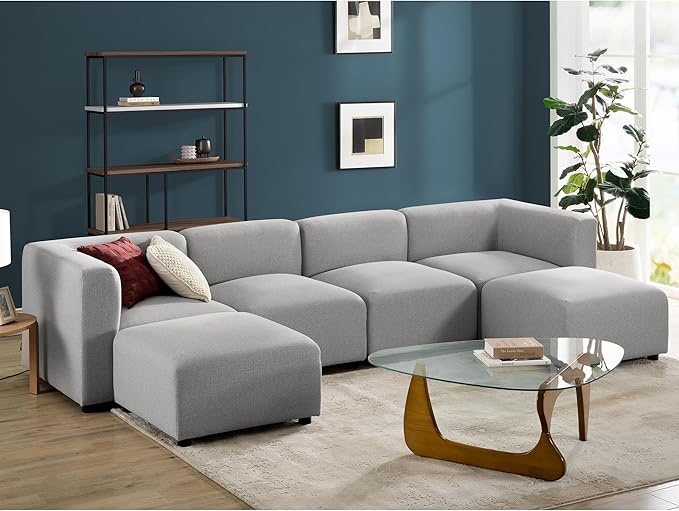ZINUS Luca - Sof modular doble, estilo moderno, diseo modular flexible, fcil montaje sin herramientas, color gris