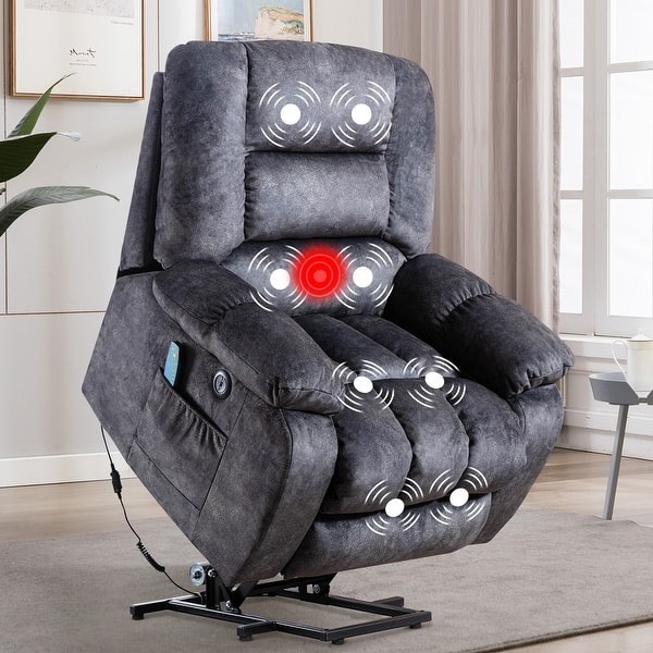 Prelife Oversized Microfiber Power Lift Reclining Heated Massage Chair with USB( incomplete)