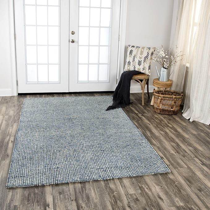 Rizzy Home | TAL101 | Coleccin Talbot | Alfombra de lana | 5' x 8' | Tweed azul/beige