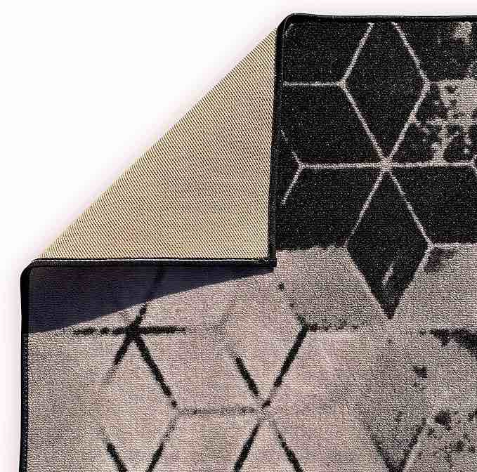 Custom Size Cubes Abstract Design Black Gold Color Rubber Backed Non-Slip Hallway Stair Runner Rug Carpet 31 Inch Wide by Your Length 