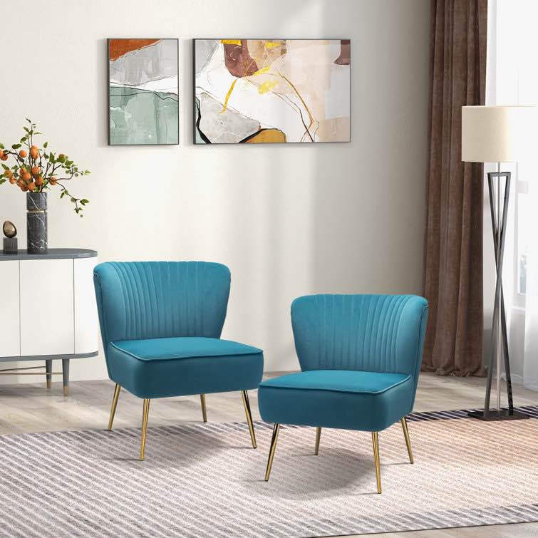 Euclid 26" Wide Tufted Velvet Accent Side Chair (Set of 1)