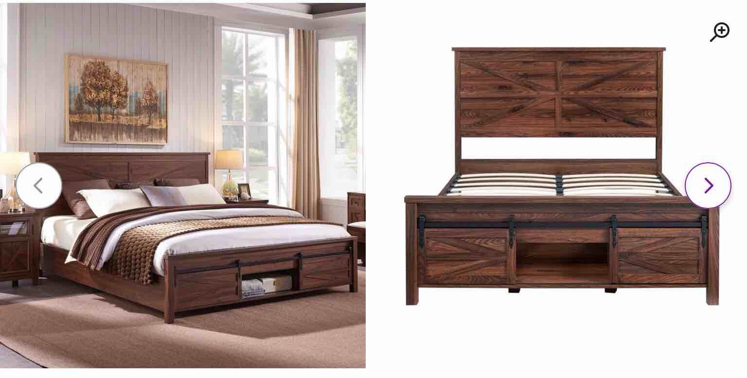 Brown Argana Farmhouse Wood Bed Frame with Sliding Barn Door ...( incomplete)