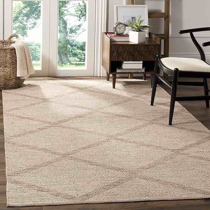 SAFAVIEH Montauk Collection Accent Rug - 10- Beige, Handmade Cotton, Ideal for High Traffic Areas in Entryway, Living Room, Bedroom 