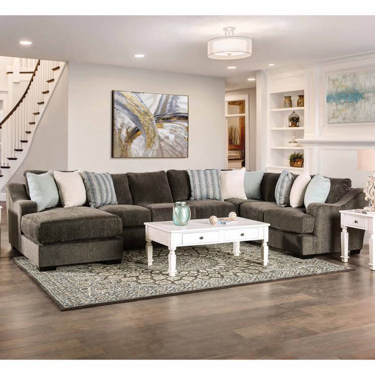 Araujo 102" Wide Chenille Left Hand Facing Sofa & Chaise