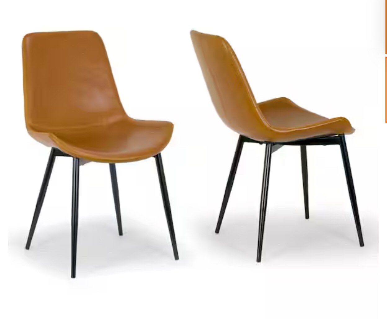 Customer Reviews for Glamour Home Set of 2 Alary Caramel Brown Faux Leather Side Chair Modern Dining Chair with Black Iron Legs