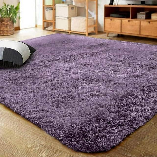 Lochas Soft Indoor Modern Area Rugs Fluffy Carpets for Living Room Children Bedroom Home Decor Nursery Rug, 5.3'x7.5',Purple Gray