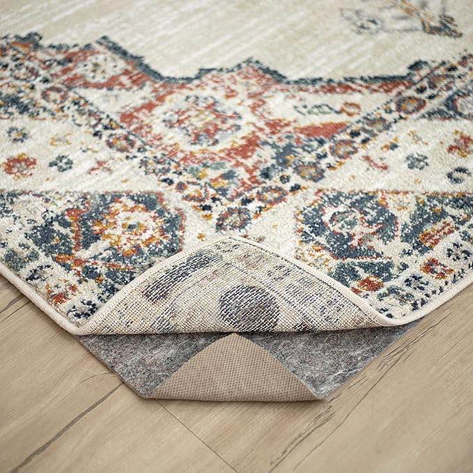 Size 2ftx8ft Mohawk Home Non Slip Rug Pad Gripper 1/4 Thick Dual Surface Felt + Rubber Gripper - Safe for All Floors, Brown