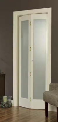 Full Frosted Glass Frost 1-Lite Pine Wood Interior Bi-Fold Door