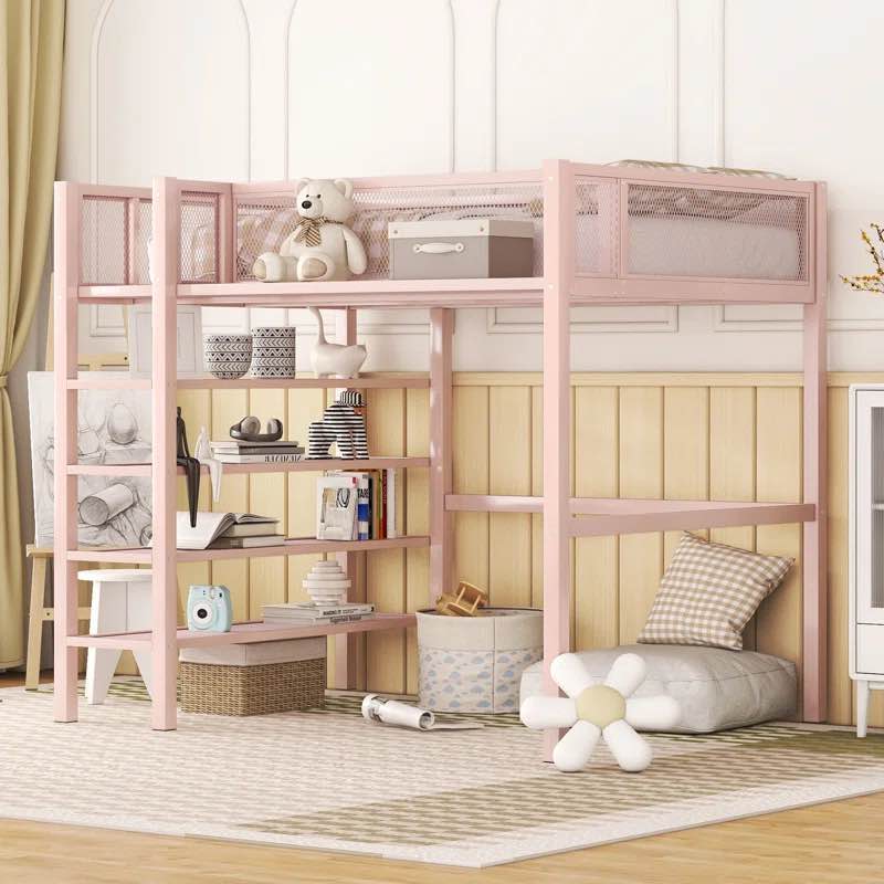 Addileigh Twin Loft Bed with Shelves (incomplete box 1 of 2 only)