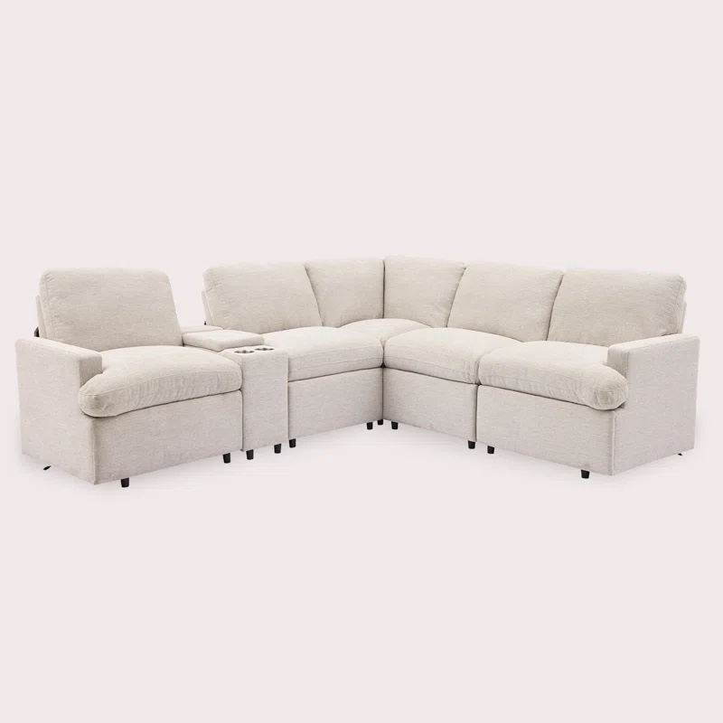 104'' Power Recliner Sectional Sofa With Storage, Cup Holders, USB Ports, And Power Socket (incomplete box 6 of 6 only)