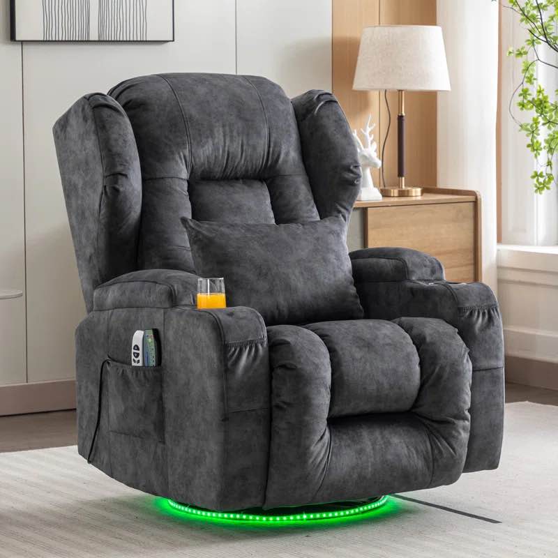 Upholstered Power Reclining Home Theater Seat with Cup Holder (incomplete 1 box only)