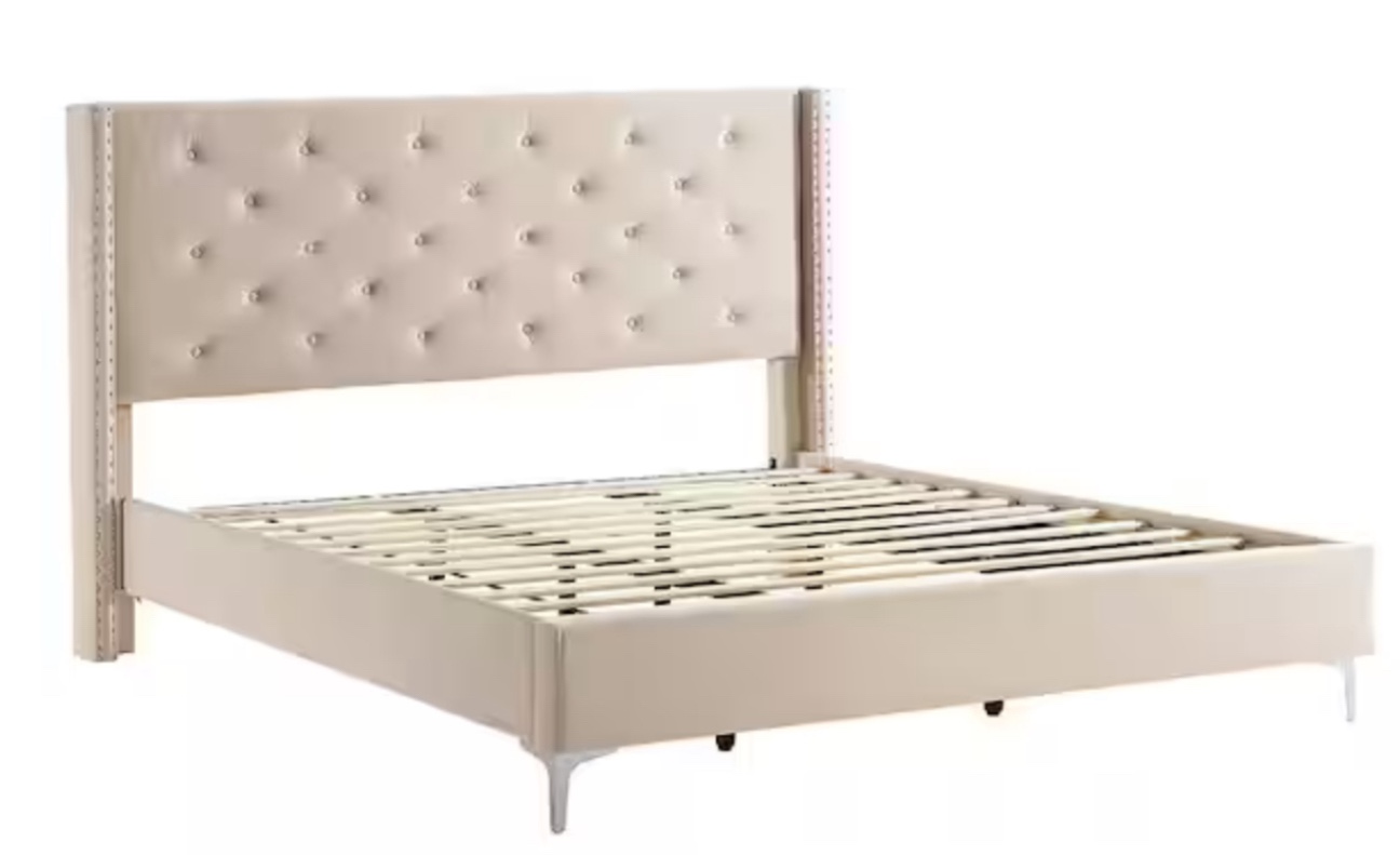 Upholstered CK Bed Cream SUB810CKBE-BF (similar to stock photo)(incomplete box 2 of 2 only)