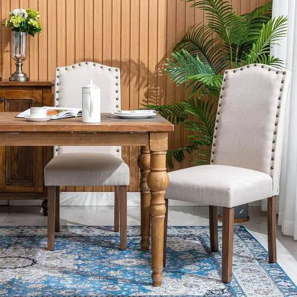 Snugway Upholstered Dining Chair with Nailhead Trim, Set of 2