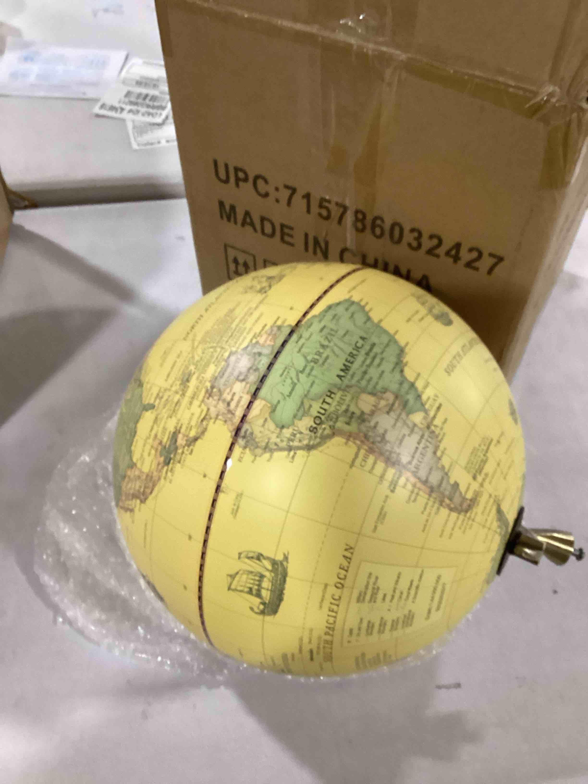 12'' Retro Illuminated World Globe with Wooden Stand, 2-1 Educ & Dcor Antique Night Light up Globe Built in LED & HD Printed Map, Antique Illuminated Globe for Adults & Kids, Home Dcor, Office