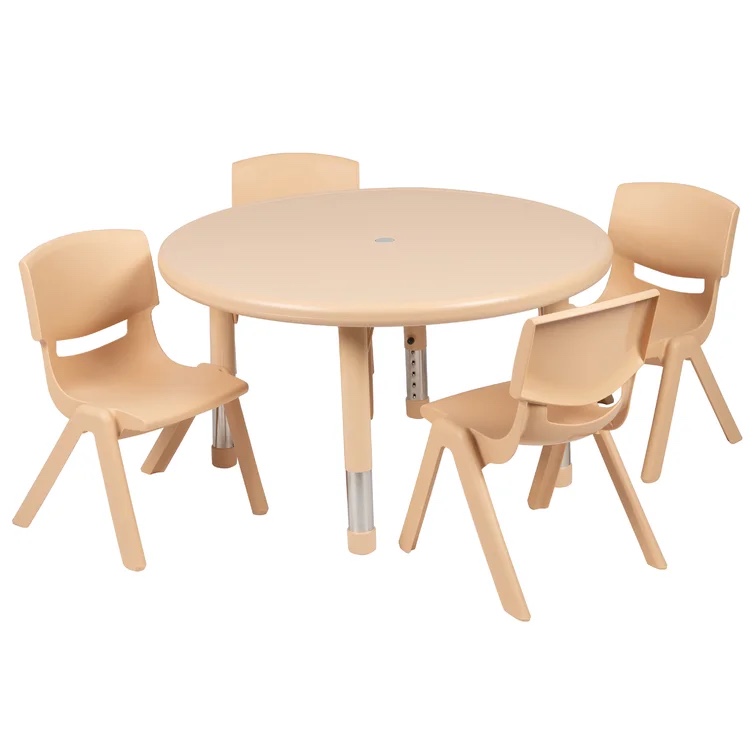 Goddard Round Plastic Height Adjustable Activity Table Set with 4 Chairs (incomplete 1 box only consisting of table top)