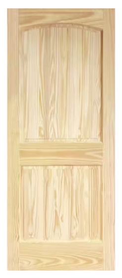 30 in. x 80 in. Unfinished 2 Panel Arch Top V-Groove Solid Core Pine Interior Door Slab