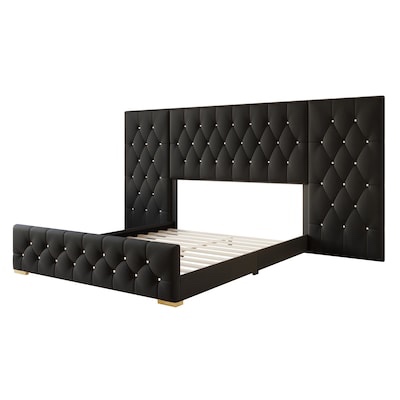 CraftPorch Luxurious Velvet Tufted Platform Bed with Wall Panels king ( incomplete box 1/2) 