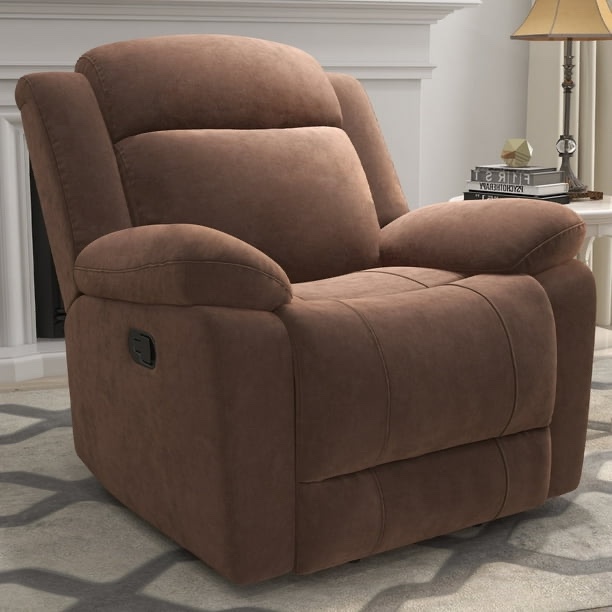 Bonzy Home Extra Wide Manual Recliner Chair in Soft Brown Fabric,Overstuffed Recliner,Brown