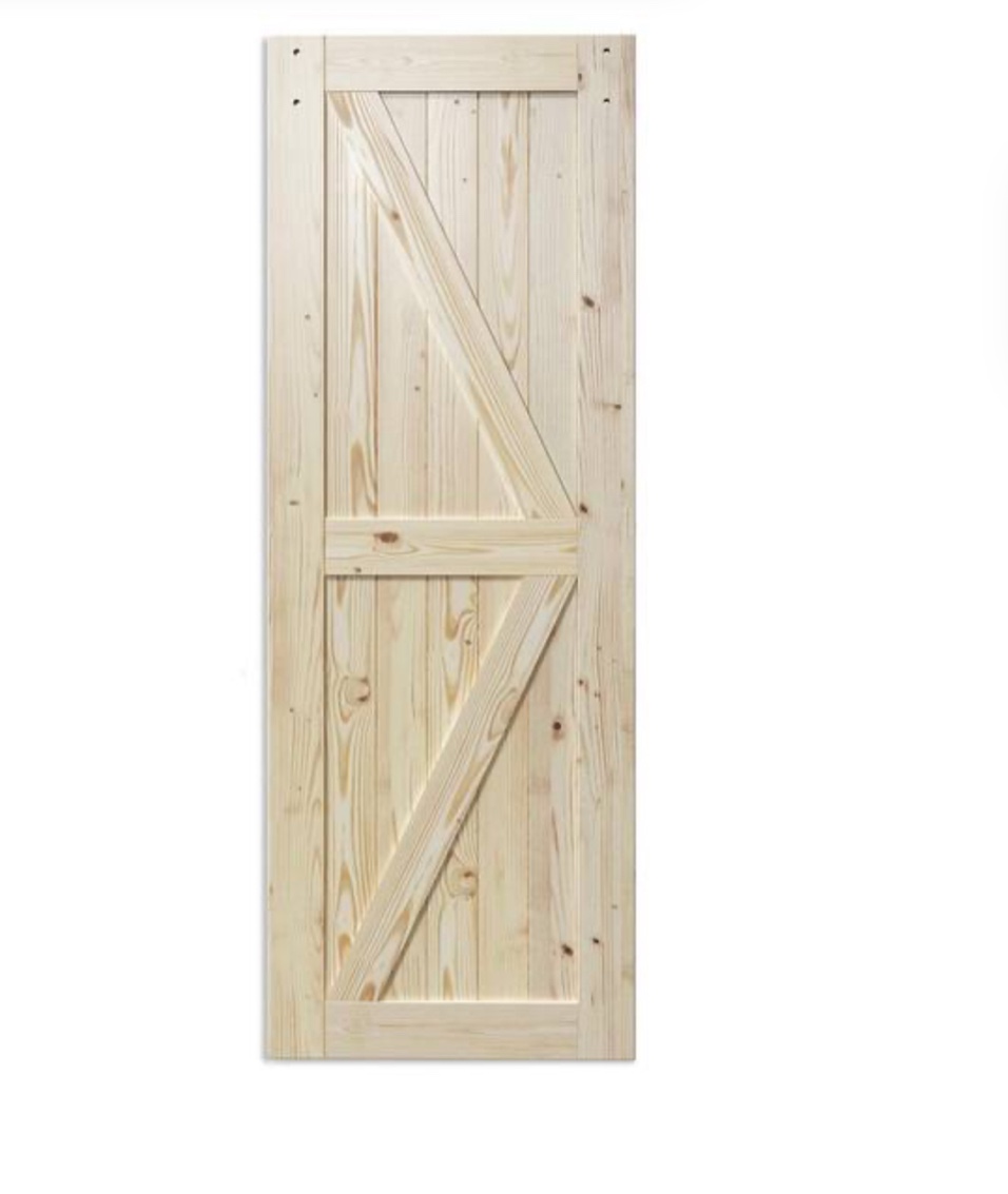K Model 42 in. x 80 in. Unfinished Natural Solid Wood Interior Sliding Barn Door Slab