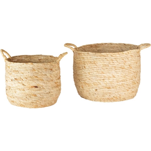 Kalalou 2-Piece Woven Seagrass Display Basket Set with Handles CCH1072