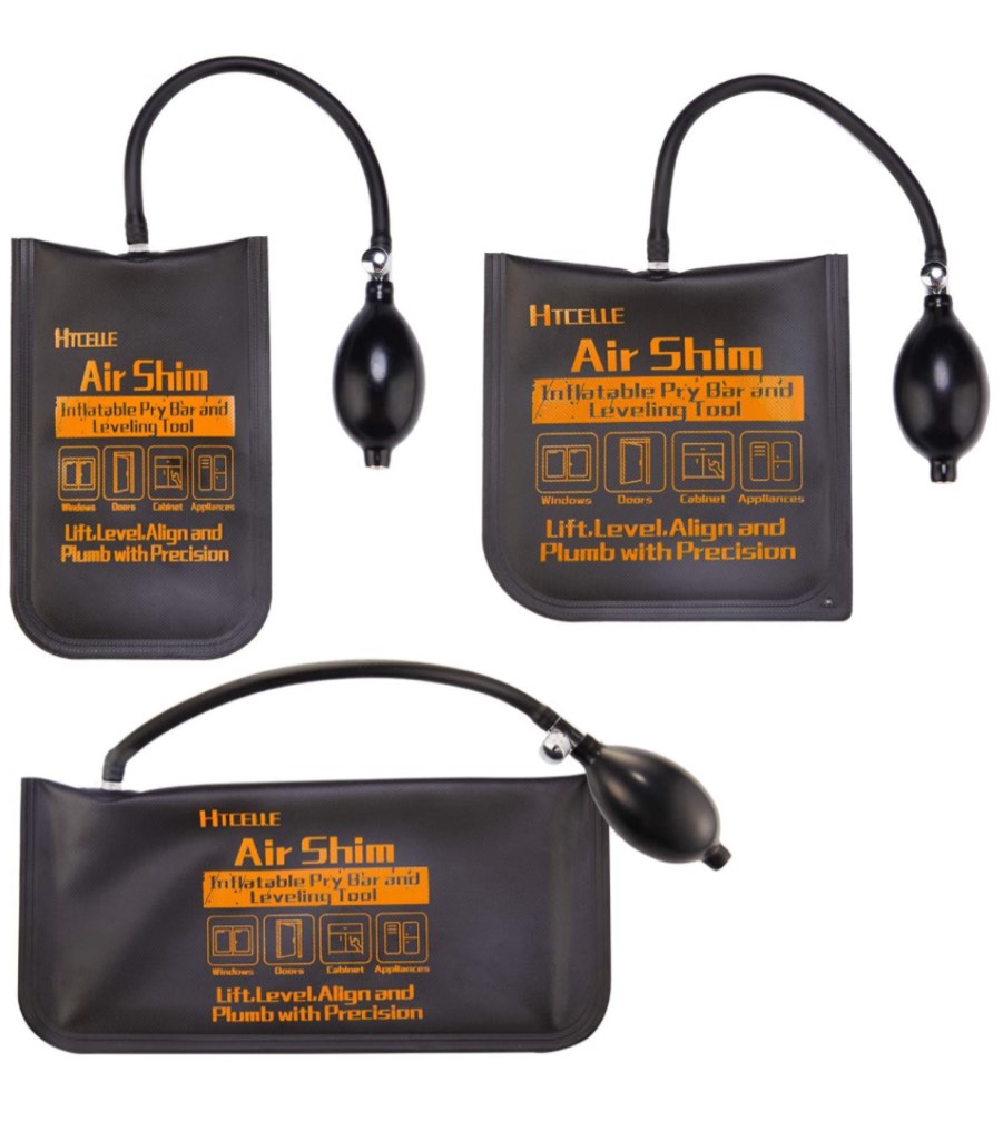 Air Wedge Bag,HTCELLE 3 Piece Commercial Grade Air Wedge Bag Pump Professional Leveling Kit & Alignment Tool Inflatable Air Wedge for a Variety of Jobs,Sizes/Small/Medium/Large.