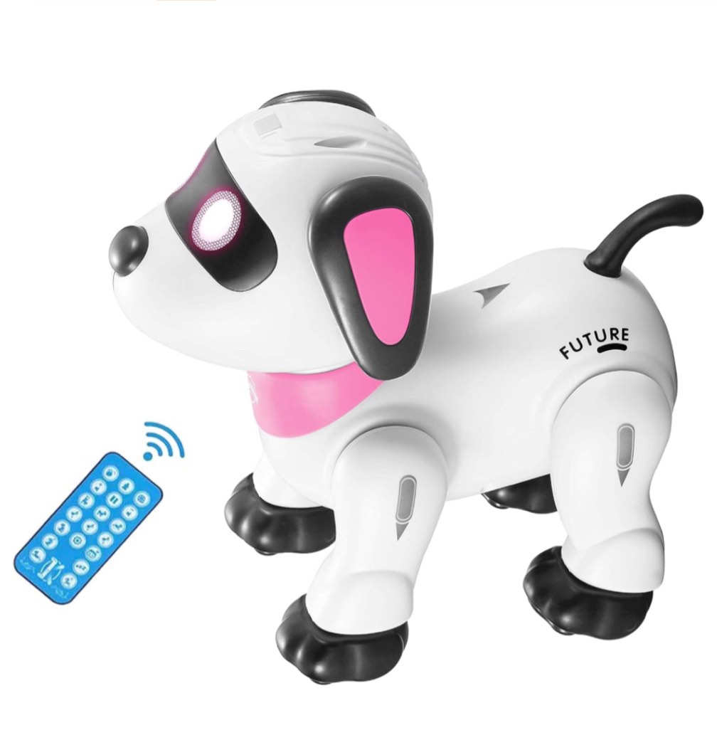 Remote Control Robot Dog Toy, Programmable Interactive & Smart Dancing Robots for Kids 5 and up, RC Stunt Toy Dog with Sound LED Eyes, Electronic Pets Toys Robotic Dogs for Kids Gifts