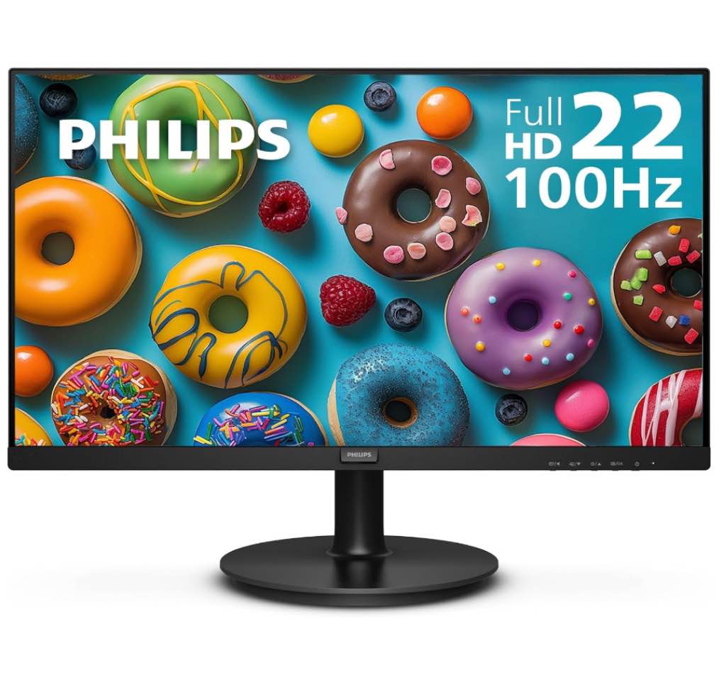 PHILIPS New 22 inch Class Thin Full HD (1920 x 1080) Monitor, 100Hz Refresh Rate, VESA, HDMI x1, VGA x1, LowBlue Mode, Adaptive Sync, 4 Year Advance Replacement Warranty, 221V8LB