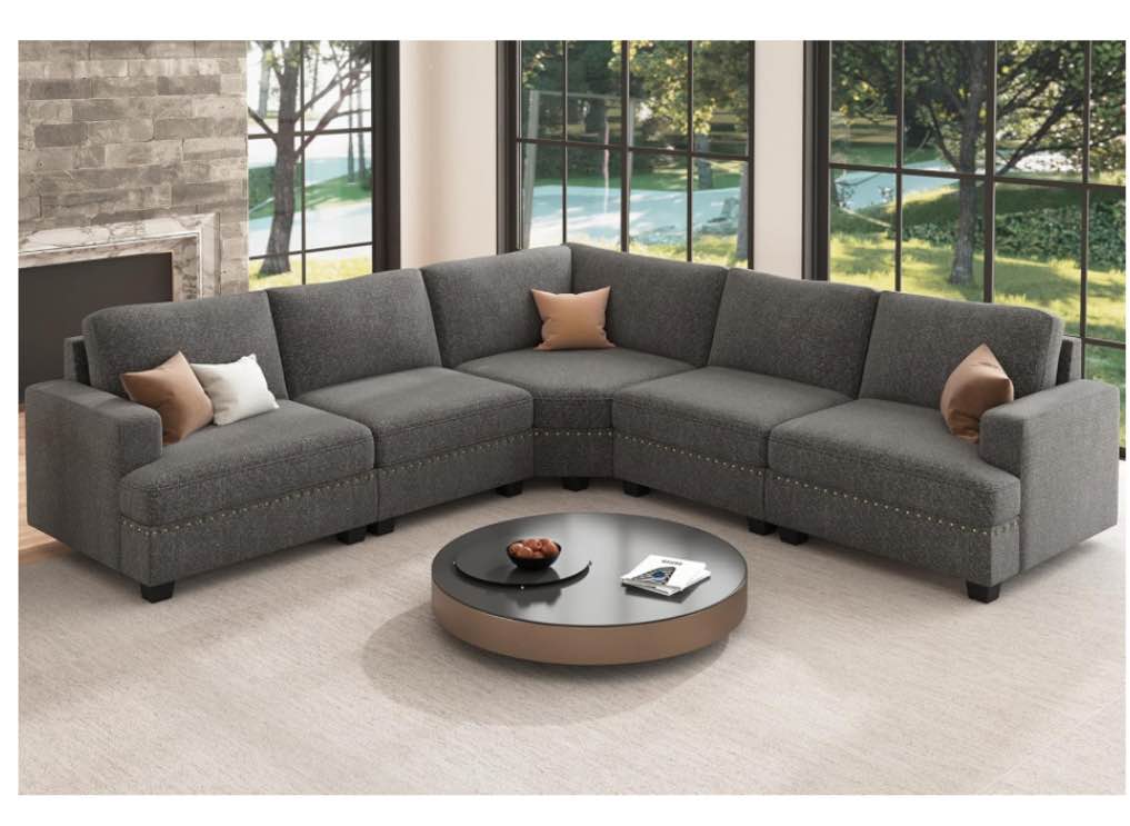 Nolany Convertible Modular Sectional Sofa, BLUE, INCOMPLETE SET, box A only