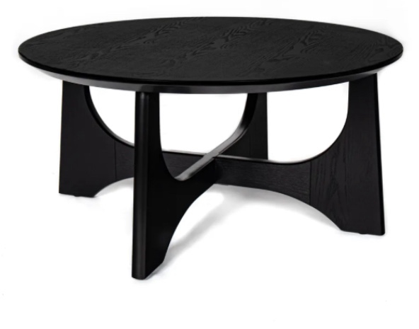 Round Wooden Coffee Table, Black
