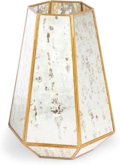 Park Hill Collection XAB10060 Pentagon Antique Mirrored Hurricane, Medium, 11.75-inch Height (set of 2)