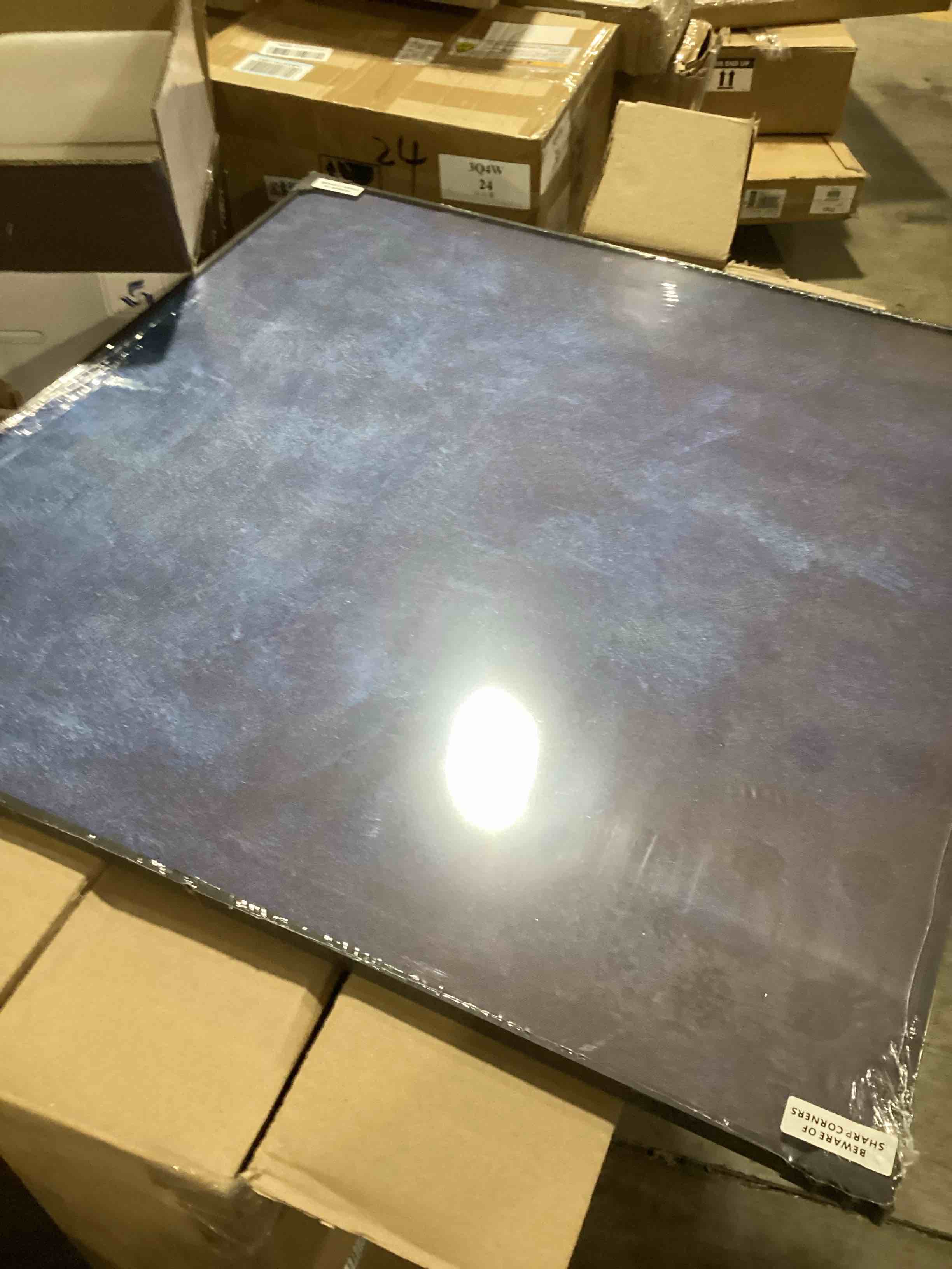 29.5" x 29.5" Blue Canvas Print With Black Frame