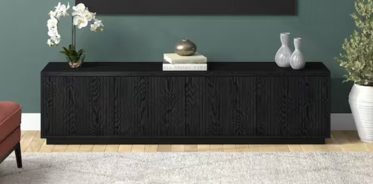 Hanson 78.5 in. Black Grain TV Stand Fits TV's up to 85 in