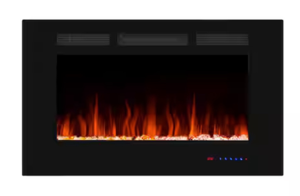 36 in. 1500W/750W Electric Fireplaces Recessed Fireplace Insert, Remote, Overheating Protection, Touch Screen, Black