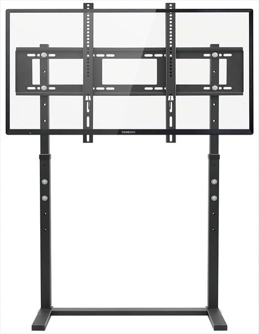 unho Universal TV Stand Floor: Free Standing Mount Stand with Height Adjustable Bracket for TV Bench Compatible with 32-100 inch Flat Panel LED LCD Plasma Screens (Black)