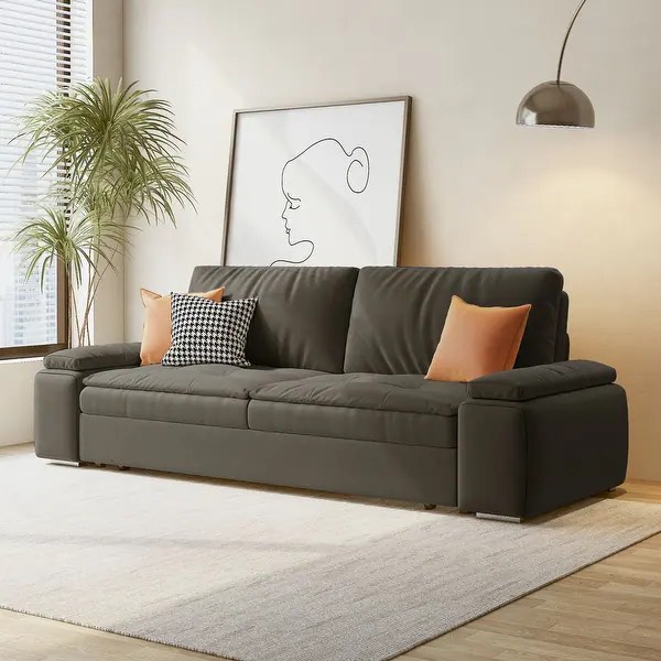 JASIWAY Modern Upholstered Loveseat Sleeper Sofa Bed with Storage (incomplete 1 box only)(similar to stock photo)