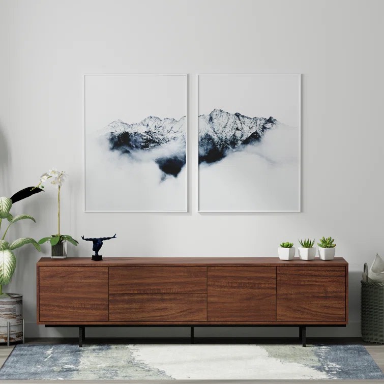 Walnut/Black Arnfinnur 78'' Media Console (incomplete 1 box only this is box 2)