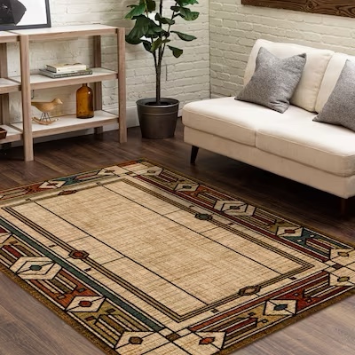 allen + roth 5 x 8 Brown Indoor Geometric Area Rug
