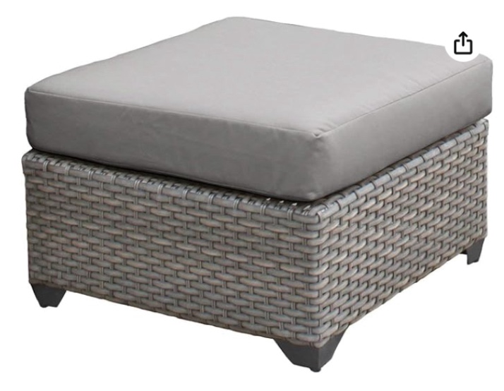  TK Classics TKC055b-O Florence Seating Outdoor Furniture, Grey(Ottoman only) 
