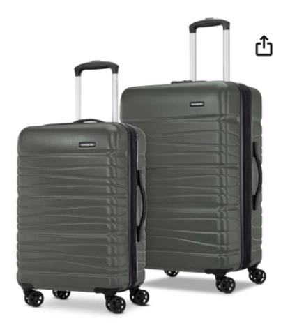  Samsonite Evolve Se Hardside Expandable Luggage with Double Spinner Wheels, Army Green, 2PC Set (CO/M)