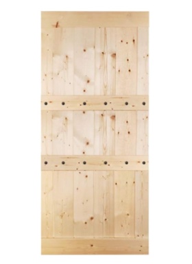Paneled Wood Unfinished 3 Panel Barn Door with Clavos Without Installation Hardware Kit (36‘’ X 84'', Walnut)(similar to stock photo)