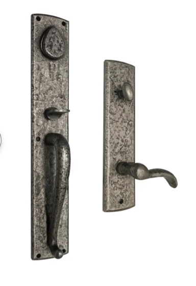 Antique Nickel Rustic Arch Lower Half Handleset with Door Lever(Different color to stock photo) is color black 