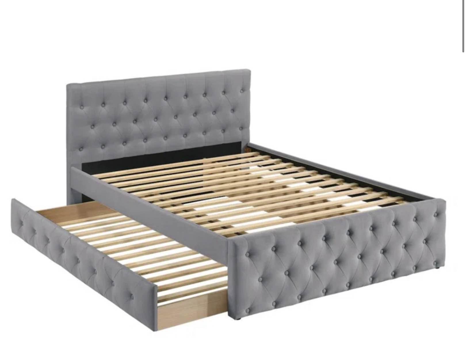  Callaislily Upholstered Platform Bed, Bed Frame With Trundle(Twin size ) 